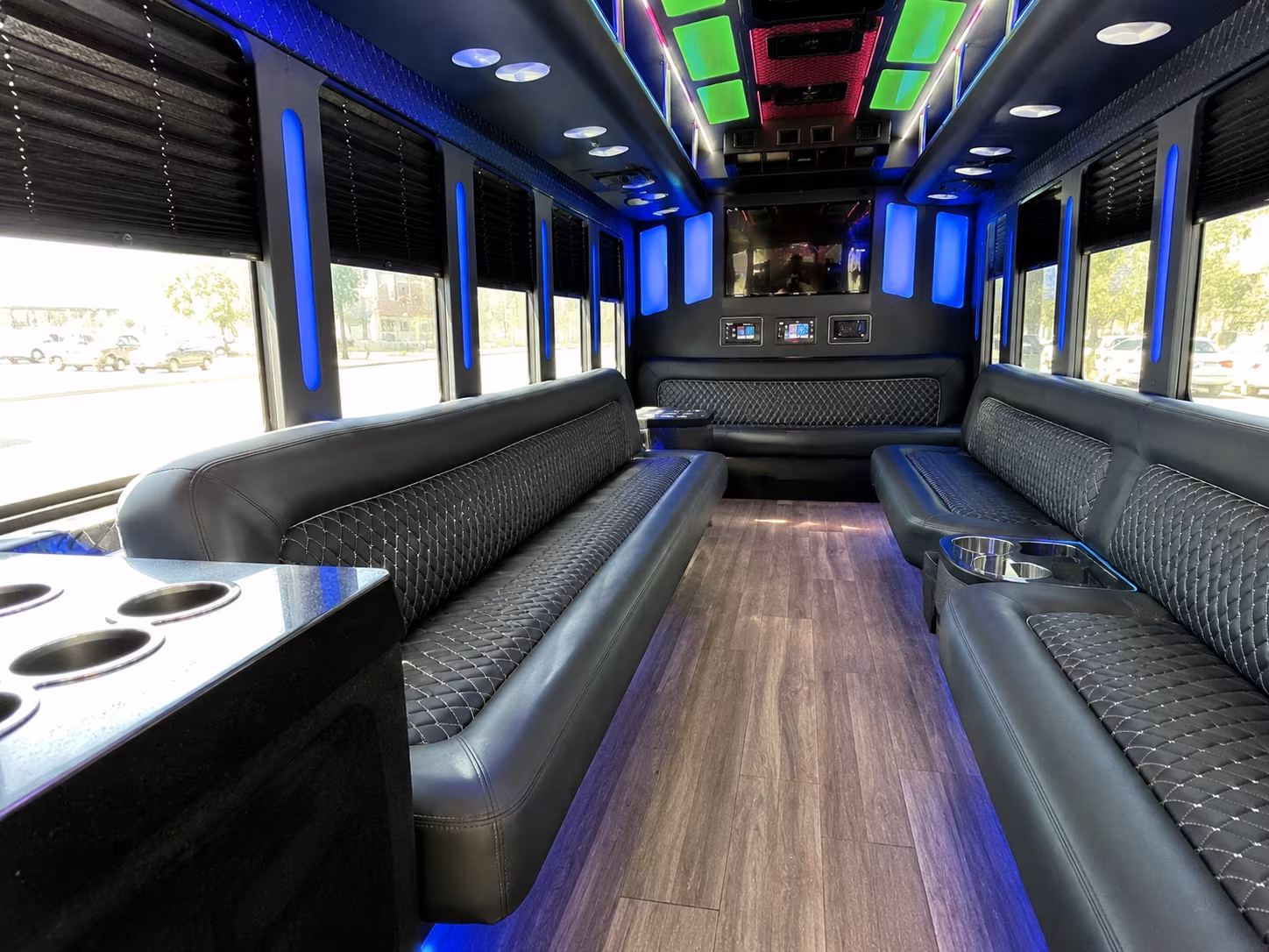 bryan 15 passenger party bus inside