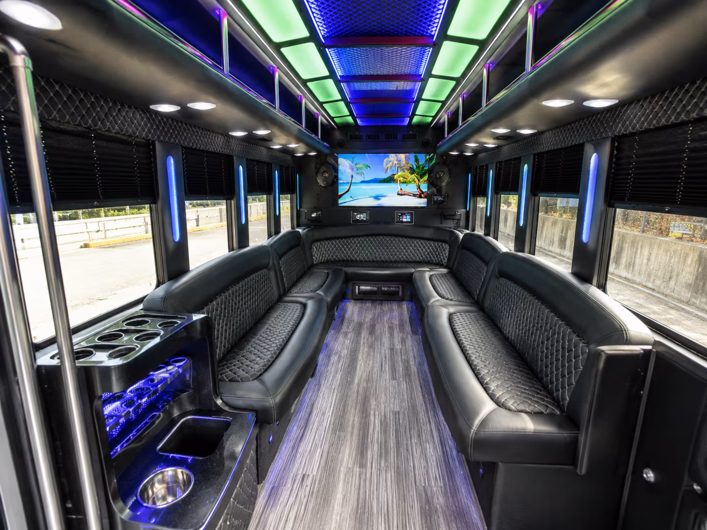 bryan 18 passenger party bus inside