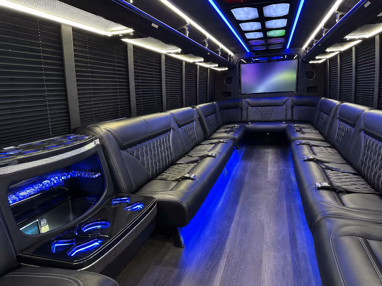 bryan 20 passenger party bus inside