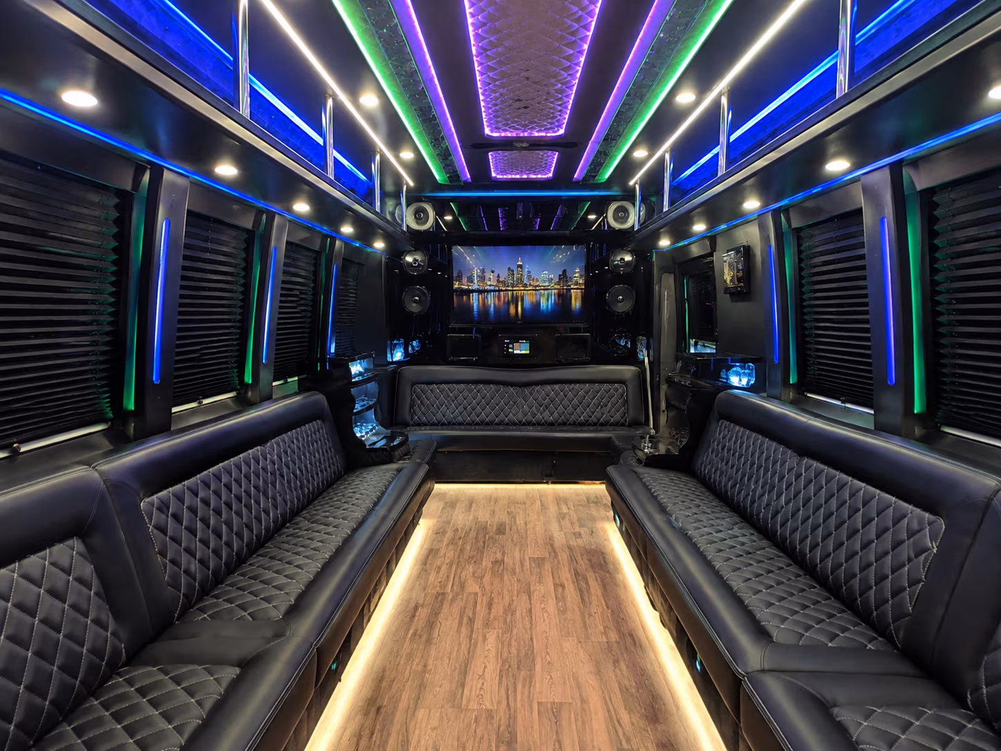 bryan 25 passenger party bus interior