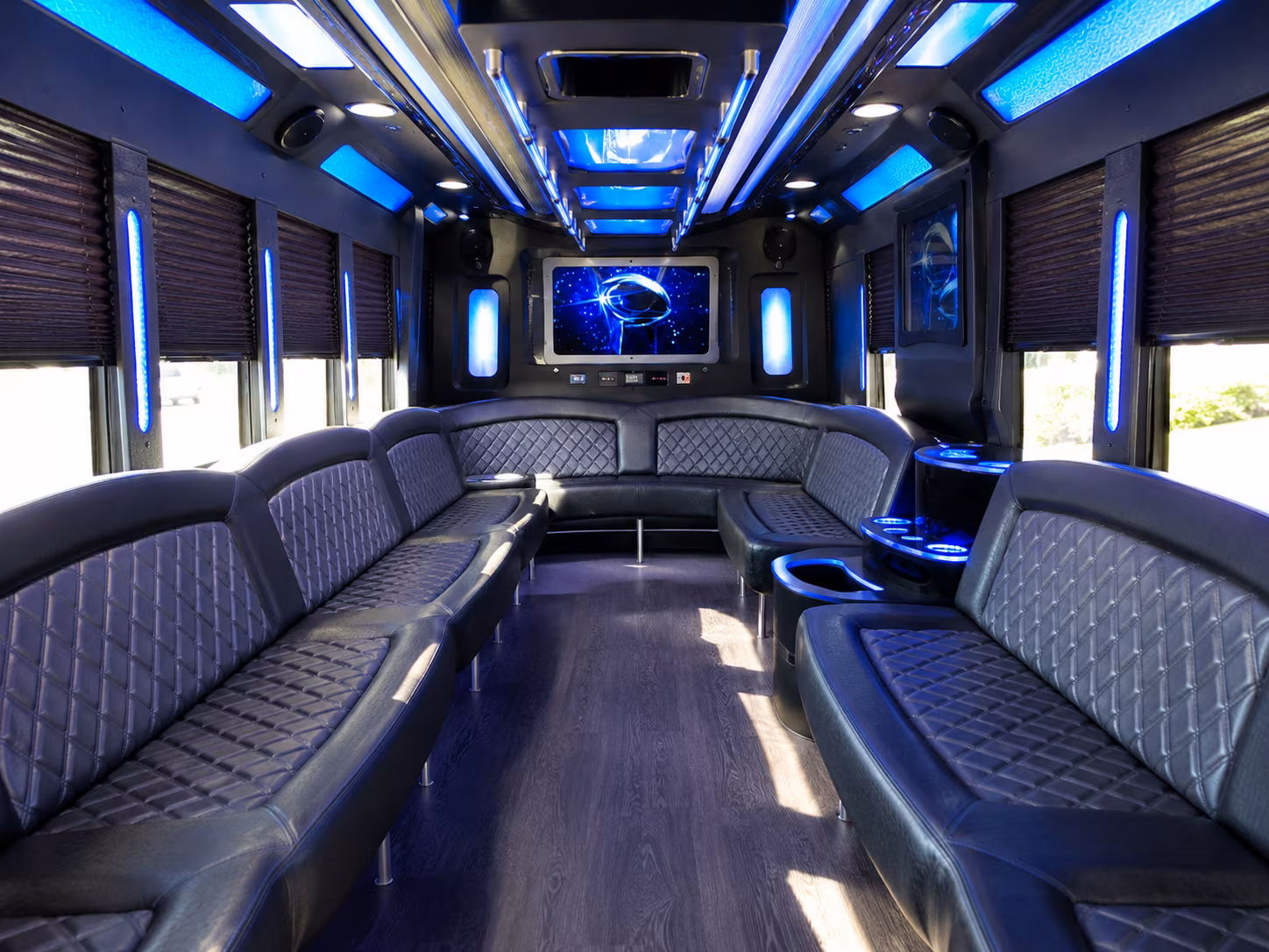 bryan 28 passenger party bus inside
