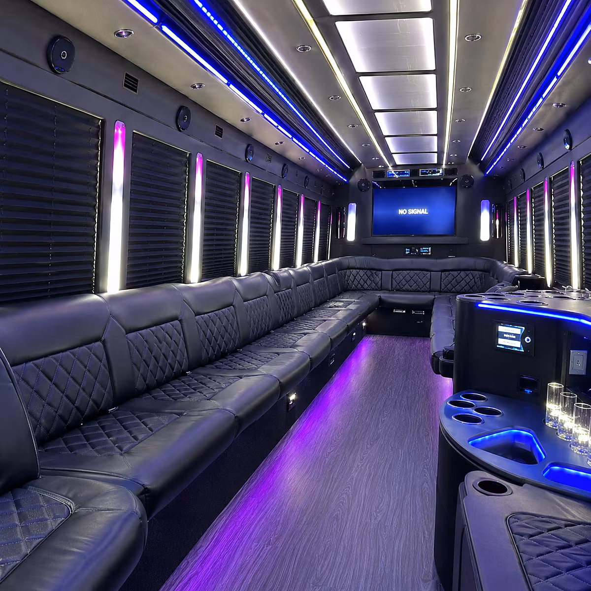 bryan 30 passenger party bus inside