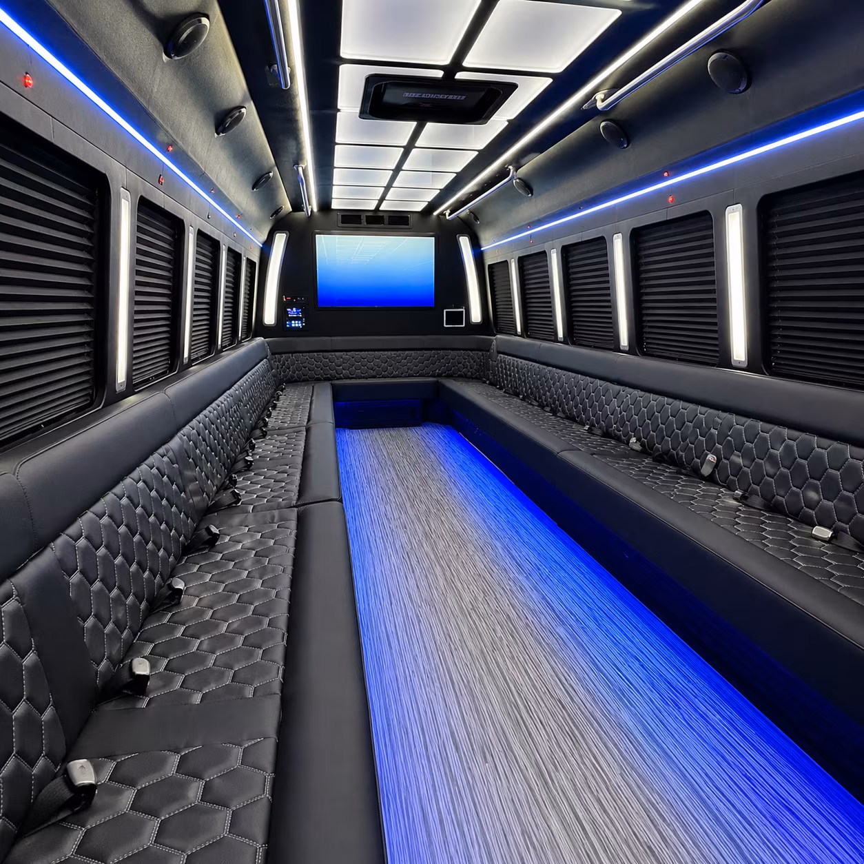 bryan 50 passenger party bus inside