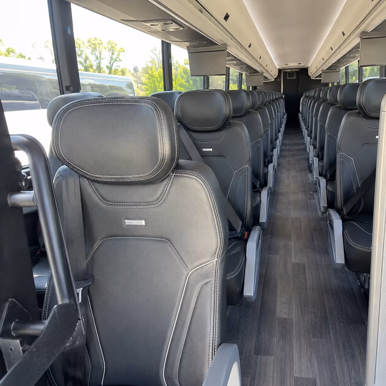 bryan 56 passenger charter bus inside